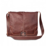 Bolsa masculina de couro para notebook estilo carteiro italiano café